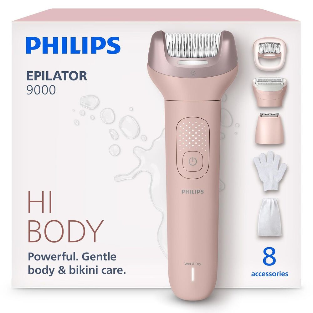 Philips Series 9000 Cordless Wet Dry Epilator BRE717/00 ProGuide 8 Accessories